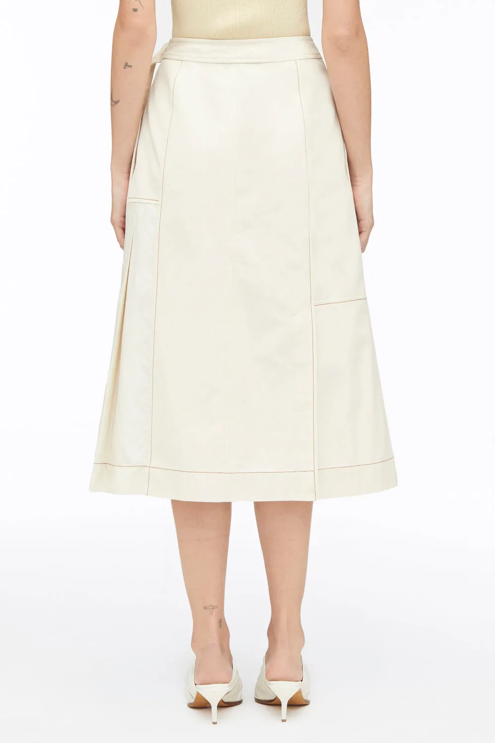 Pleat-Detail Midi Skirt