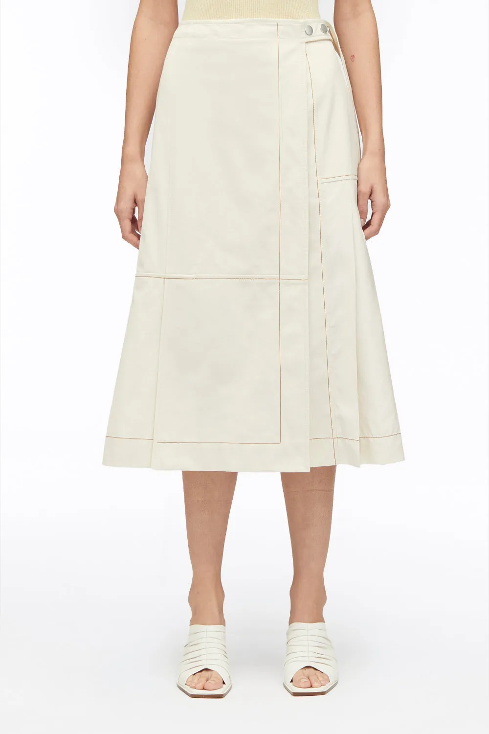 Pleat-Detail Midi Skirt