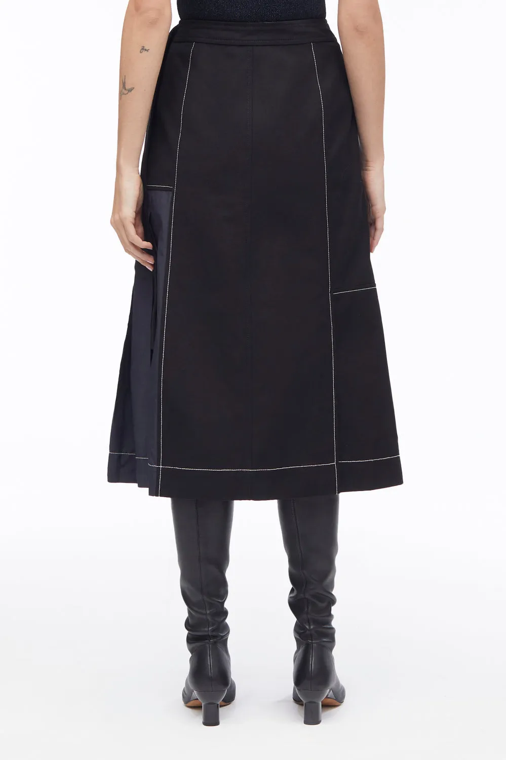 Pleat-Detail Midi Skirt