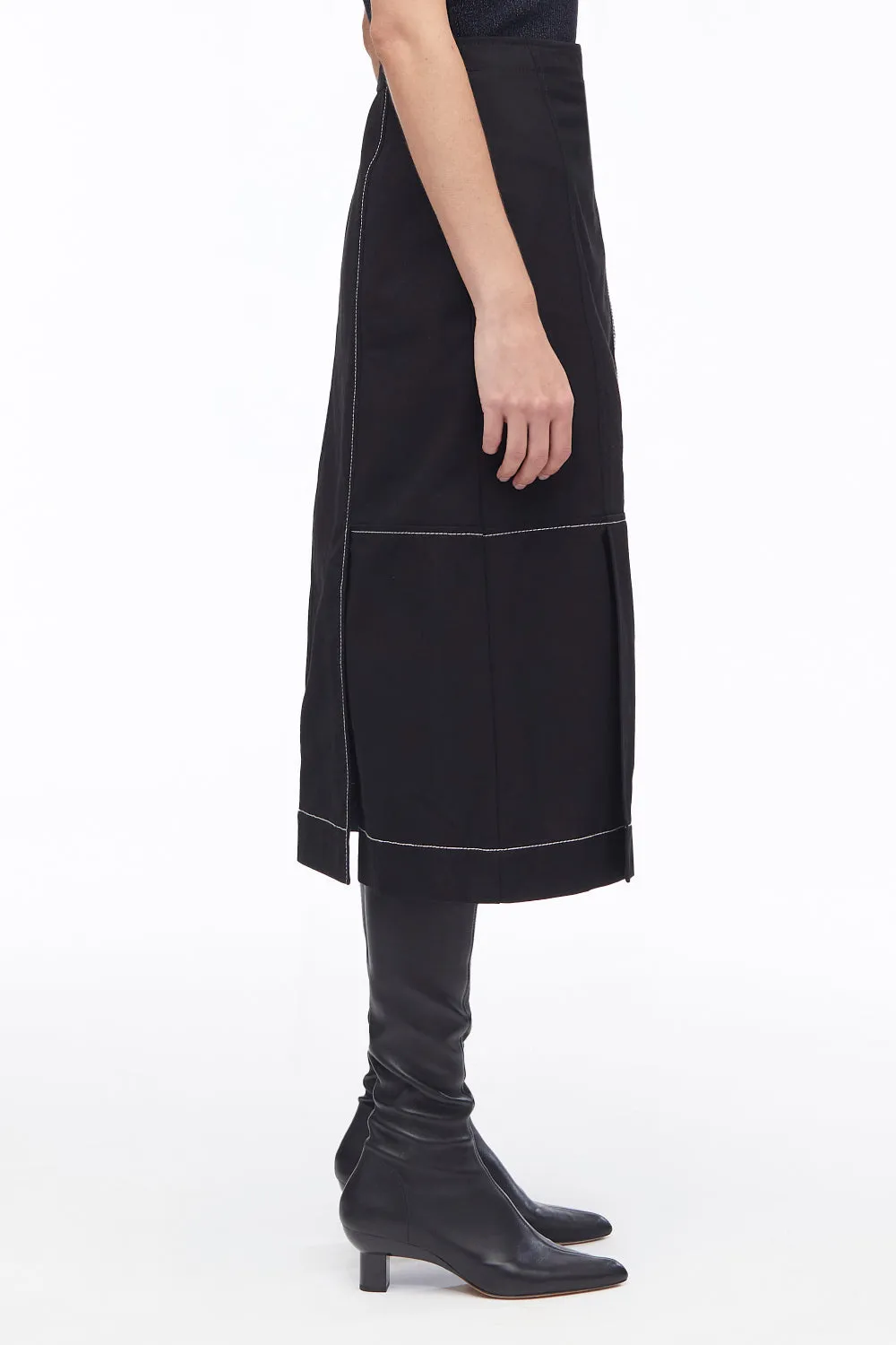Pleat-Detail Midi Skirt