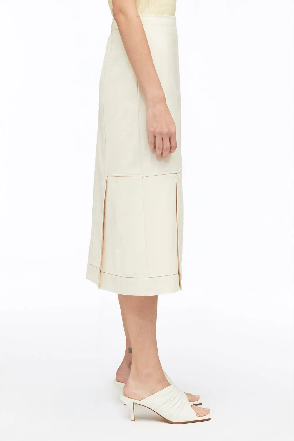 Pleat-Detail Midi Skirt