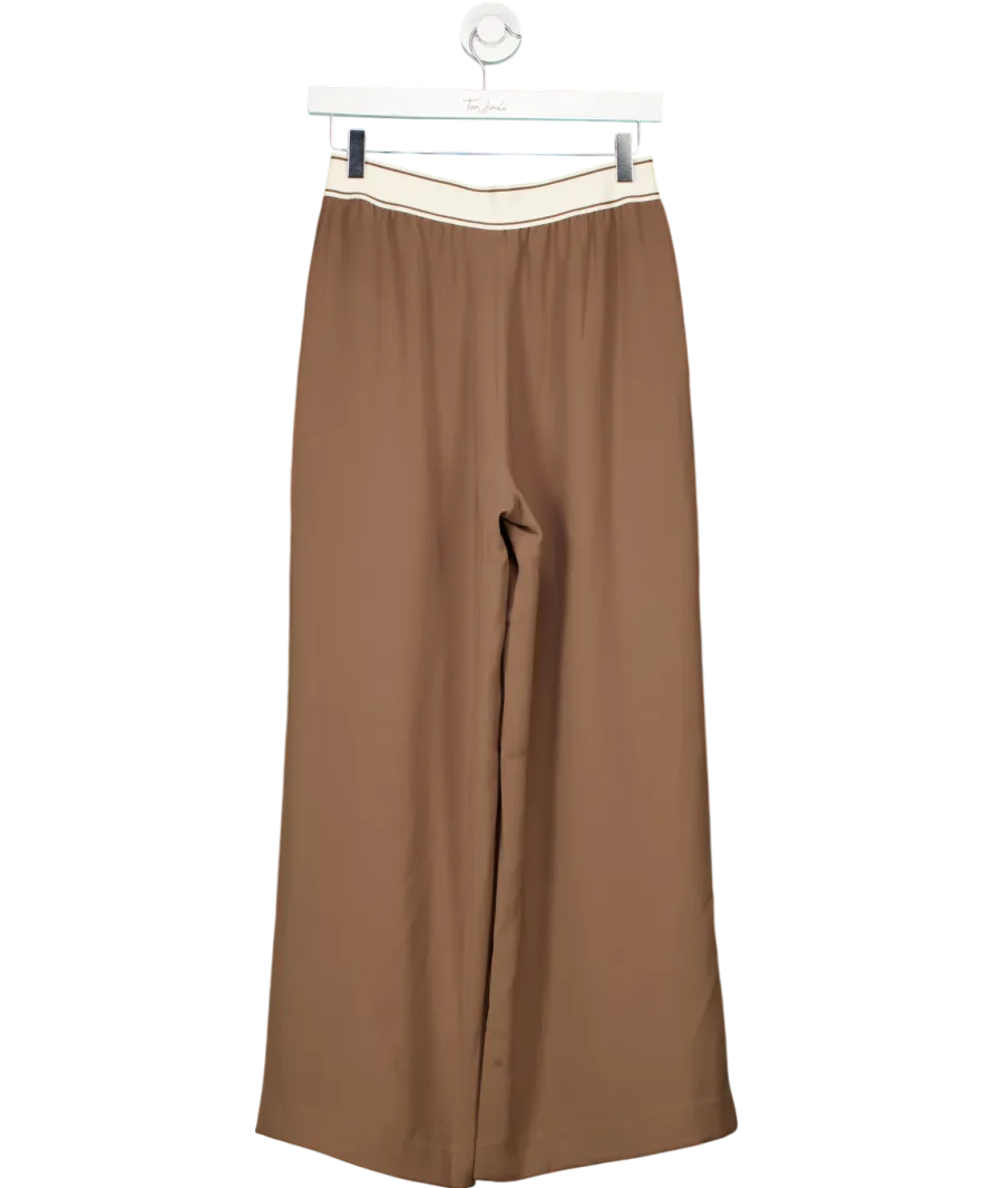 REISS Brown Abigail Wide Leg Elasticated Trousers Petite UK 8