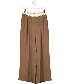 REISS Brown Abigail Wide Leg Elasticated Trousers Petite UK 8