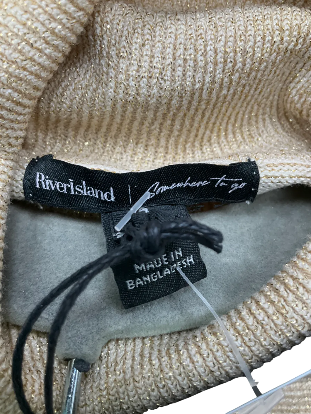 River Island Metallic Glitter Roll Neck Jumper UK 8