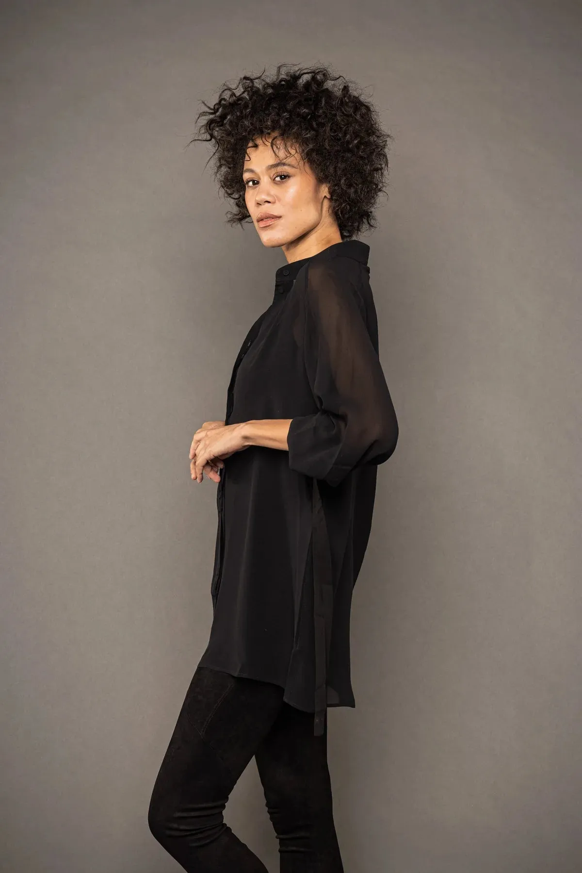 Sheer Silk Blouse - Black