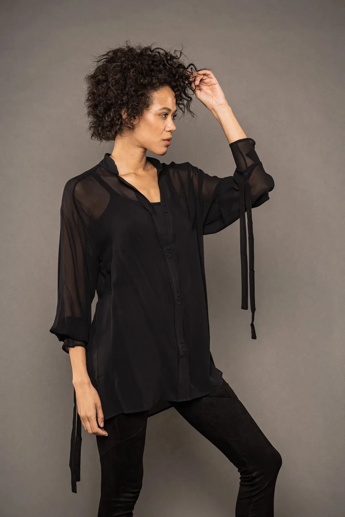 Sheer Silk Blouse - Black