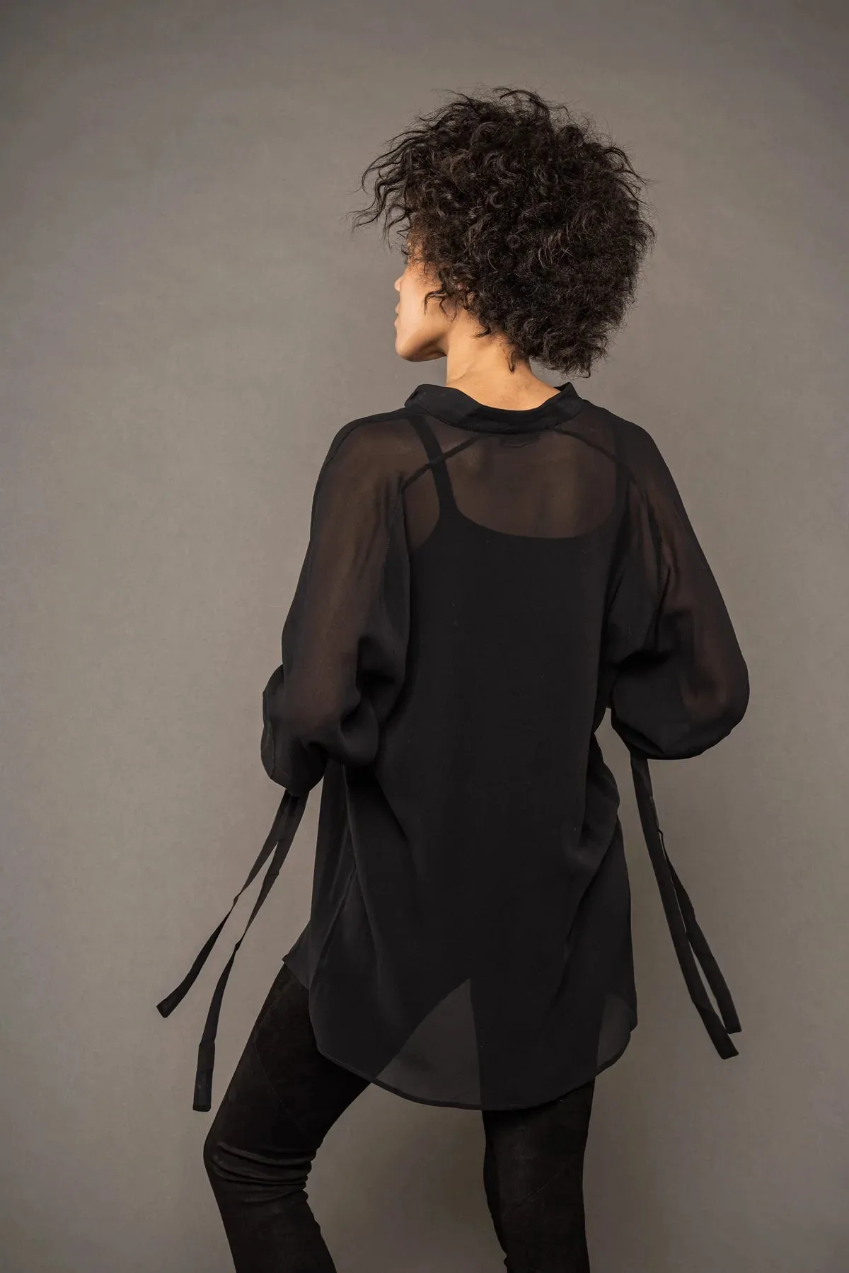 Sheer Silk Blouse - Black