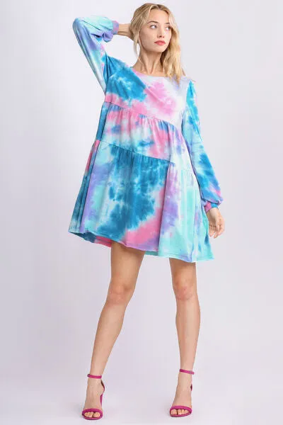Tie Dye Babydoll Tiered Dress