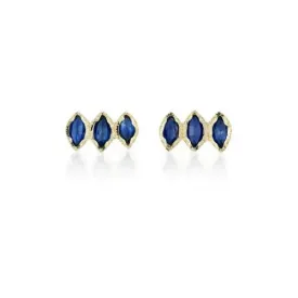 Triple Sapphire Marquise Stud Earrings