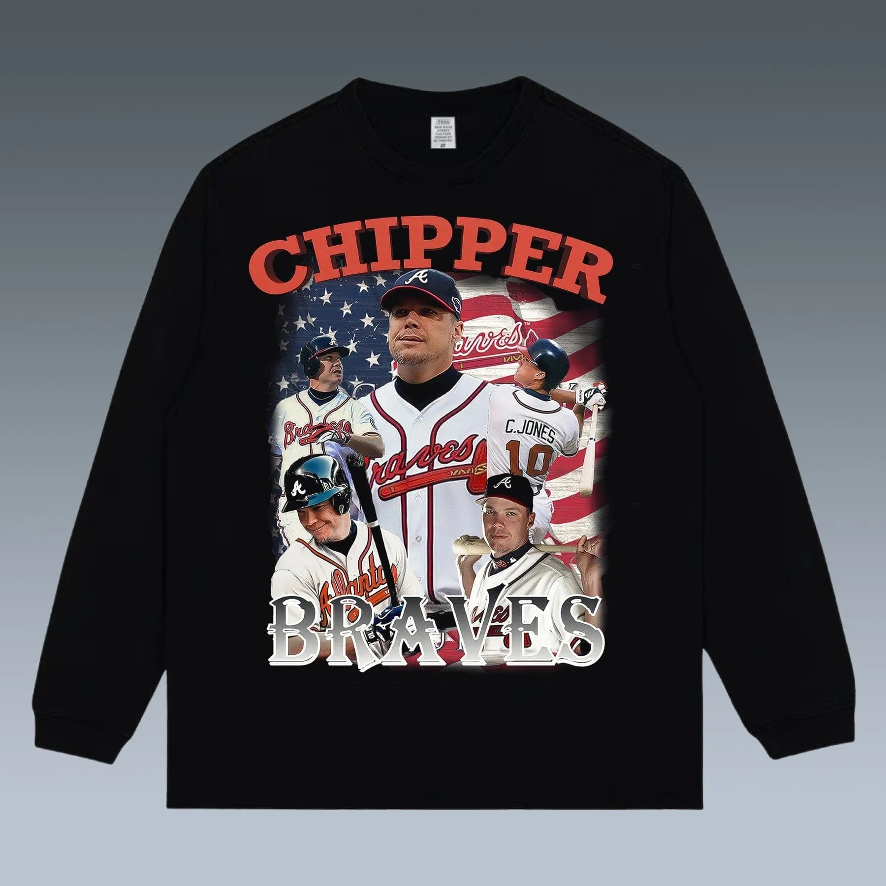VINTAGE LONG SLEEVE TEE | CHIPPER JONES& ATLANTA BRAVES