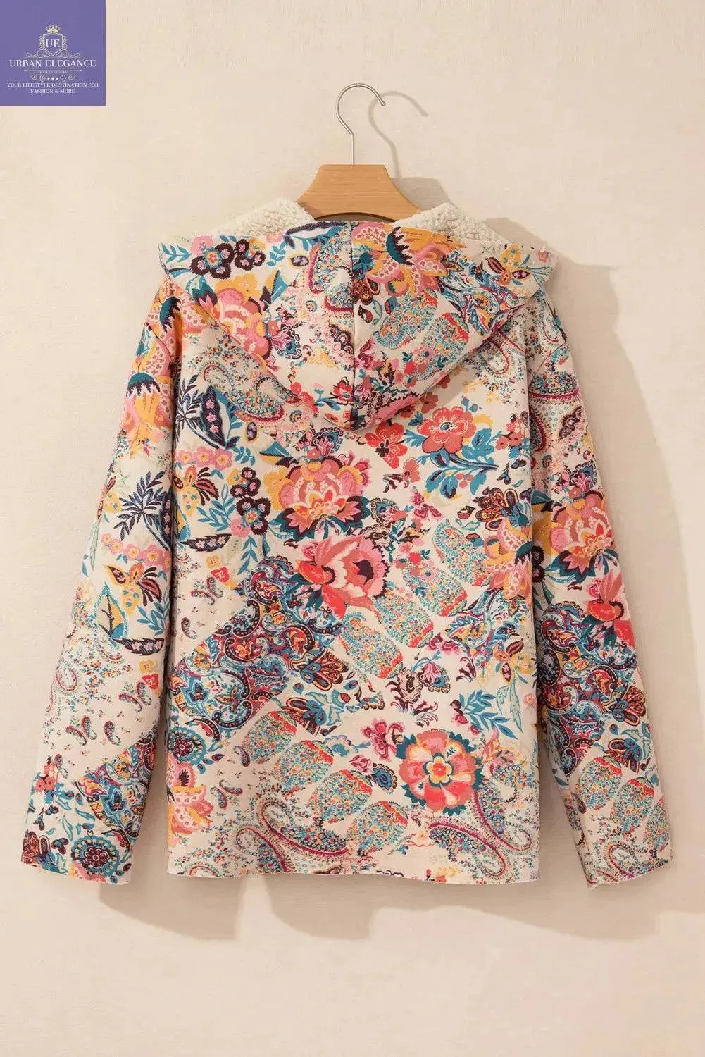 Vintage Paisley Floral Sherpa Lined Jacket