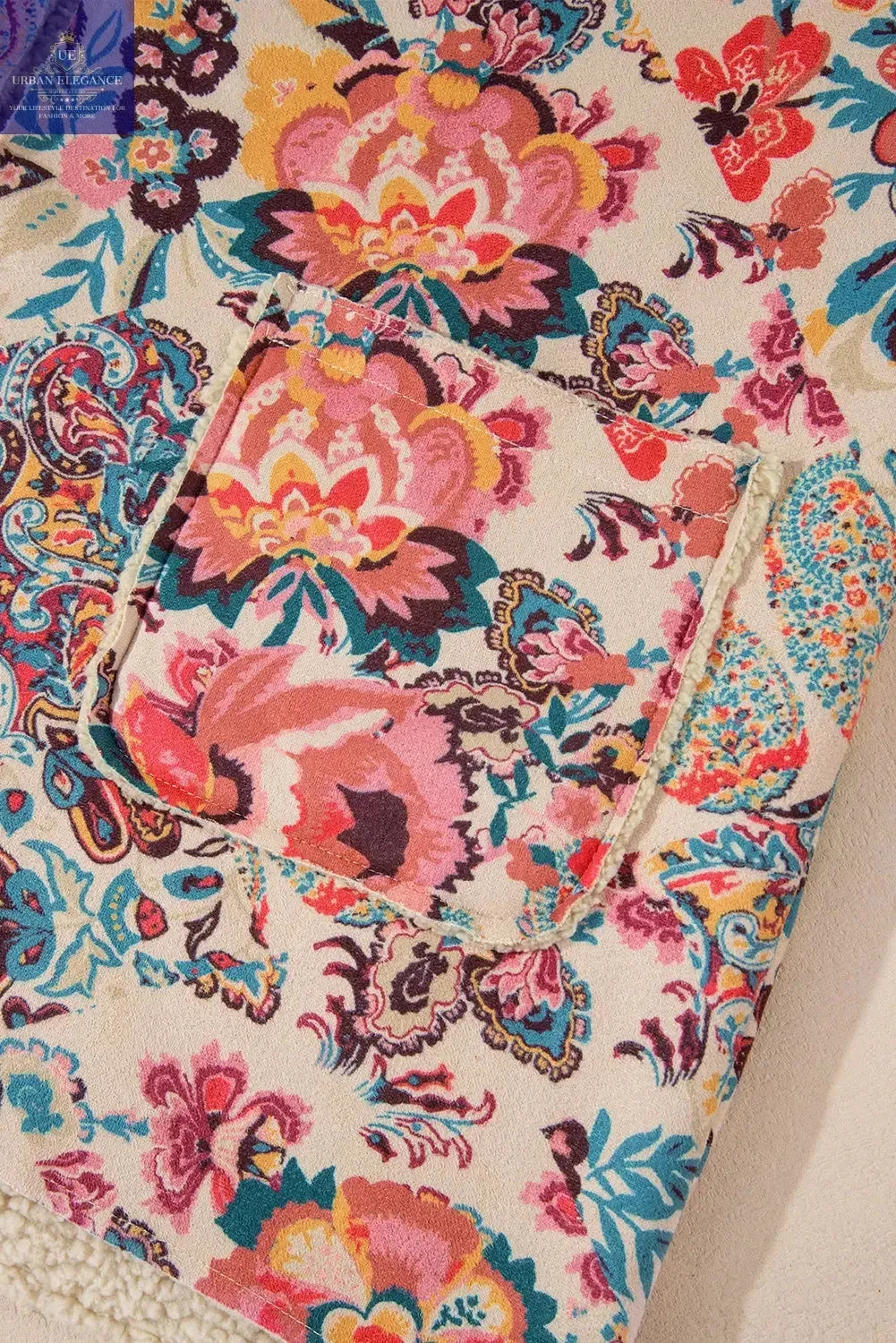 Vintage Paisley Floral Sherpa Lined Jacket