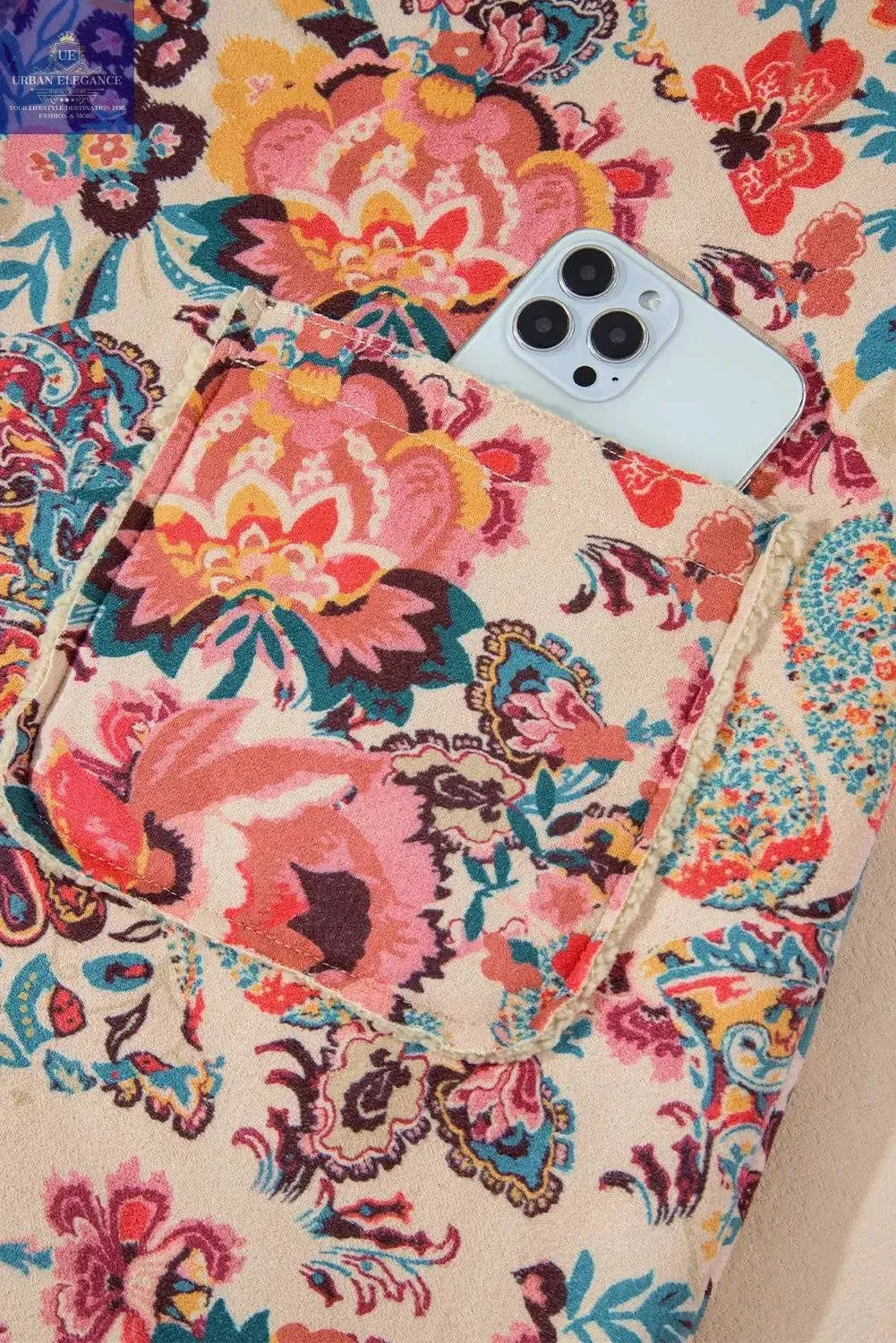 Vintage Paisley Floral Sherpa Lined Jacket