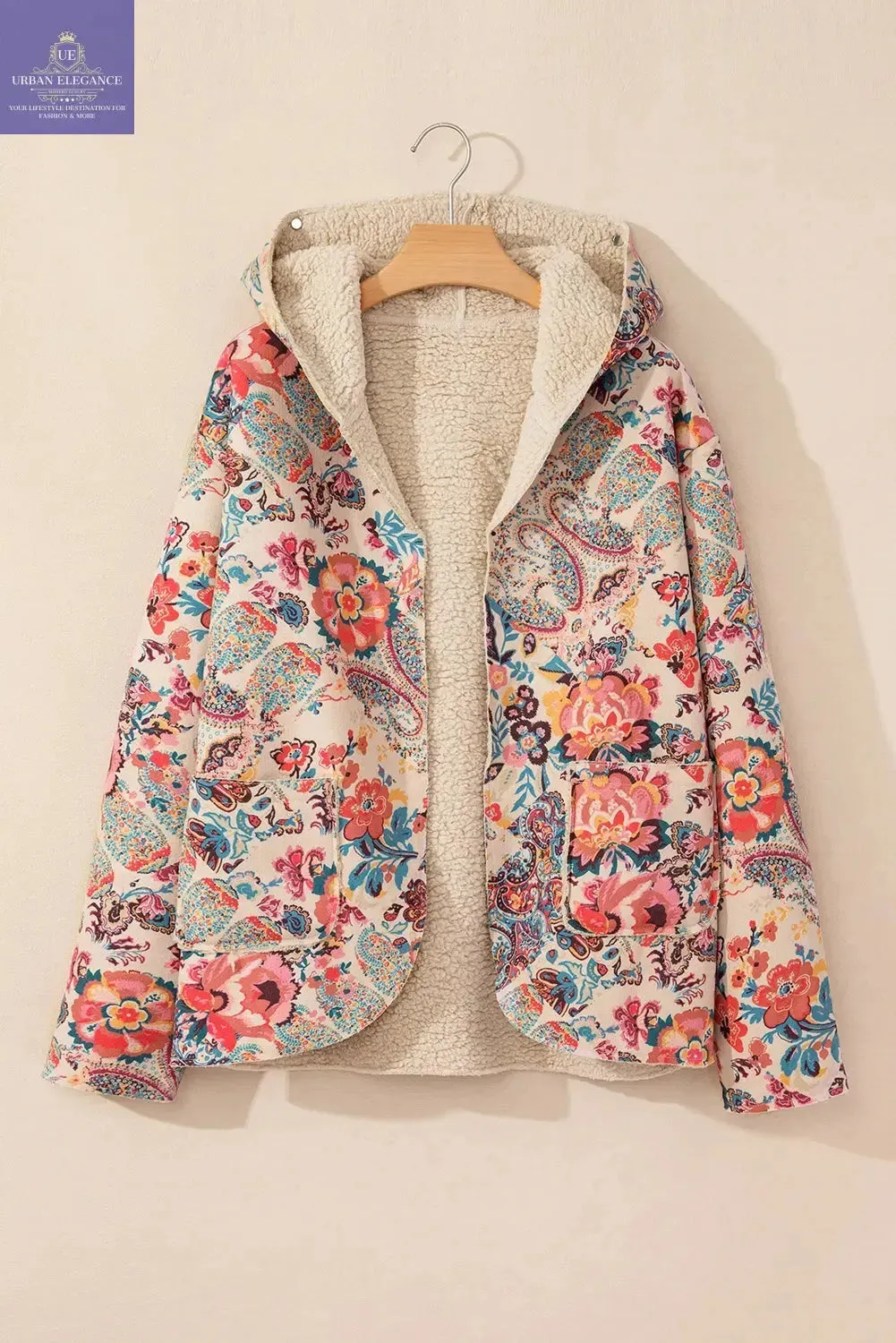 Vintage Paisley Floral Sherpa Lined Jacket