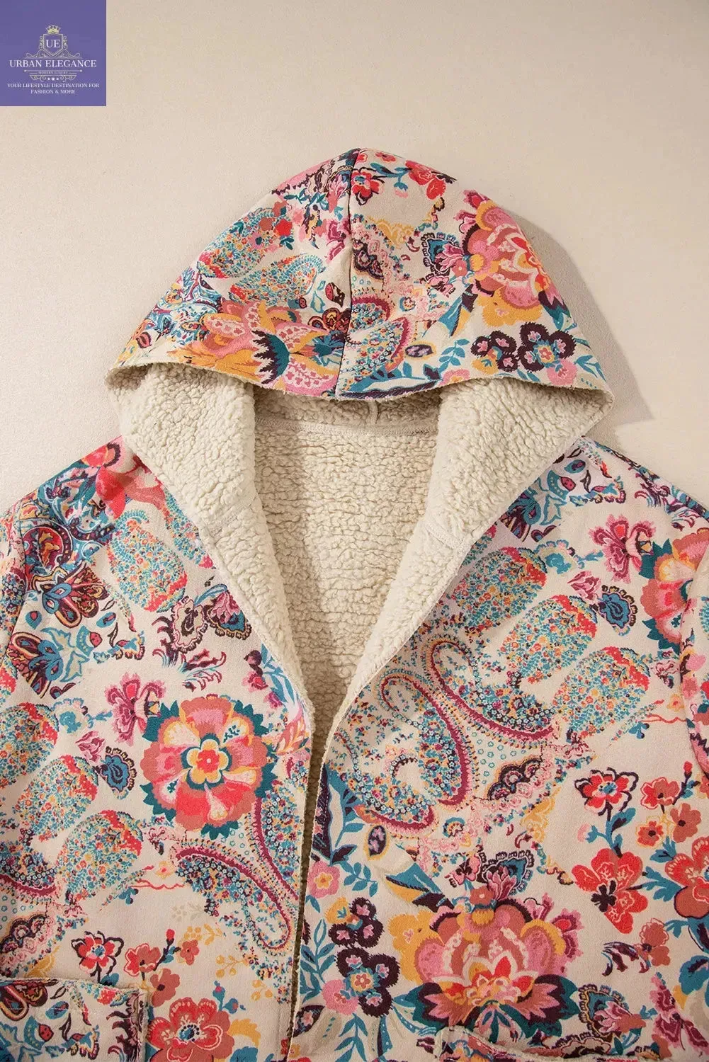 Vintage Paisley Floral Sherpa Lined Jacket