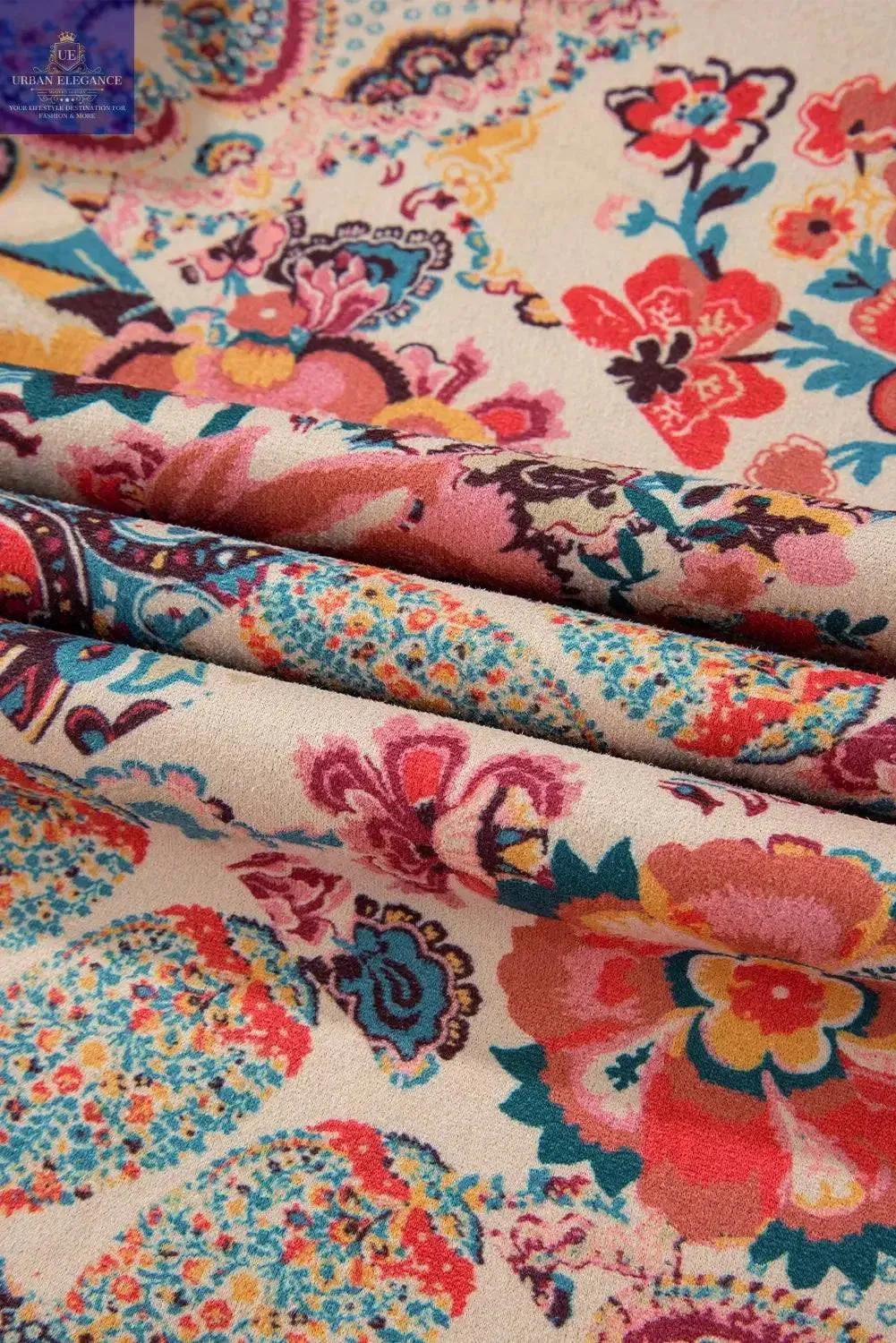 Vintage Paisley Floral Sherpa Lined Jacket