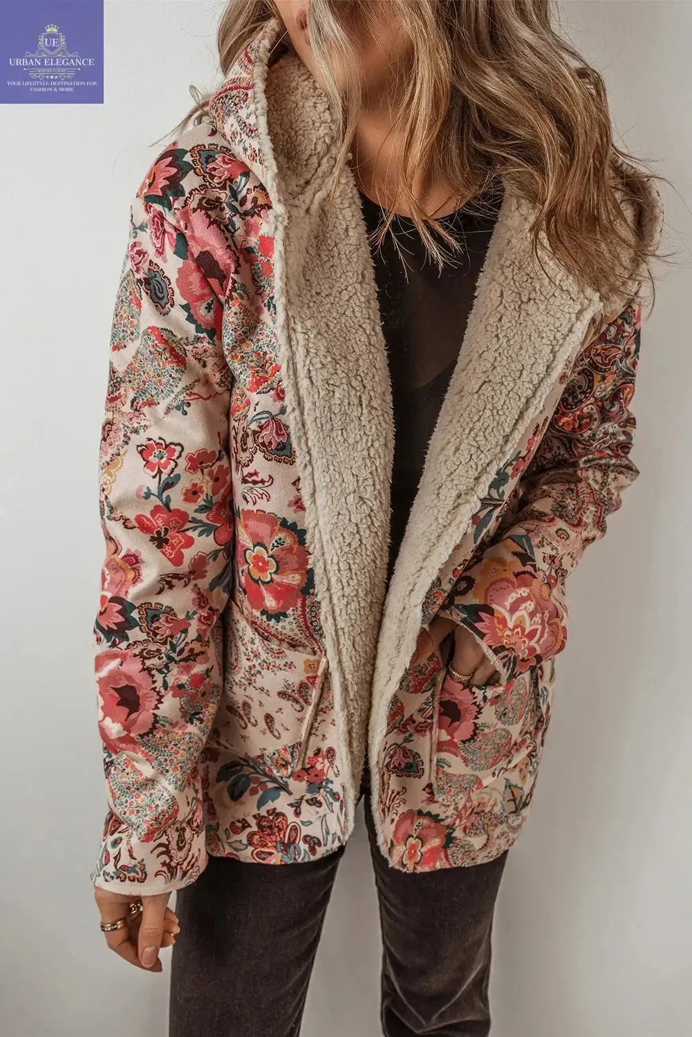 Vintage Paisley Floral Sherpa Lined Jacket