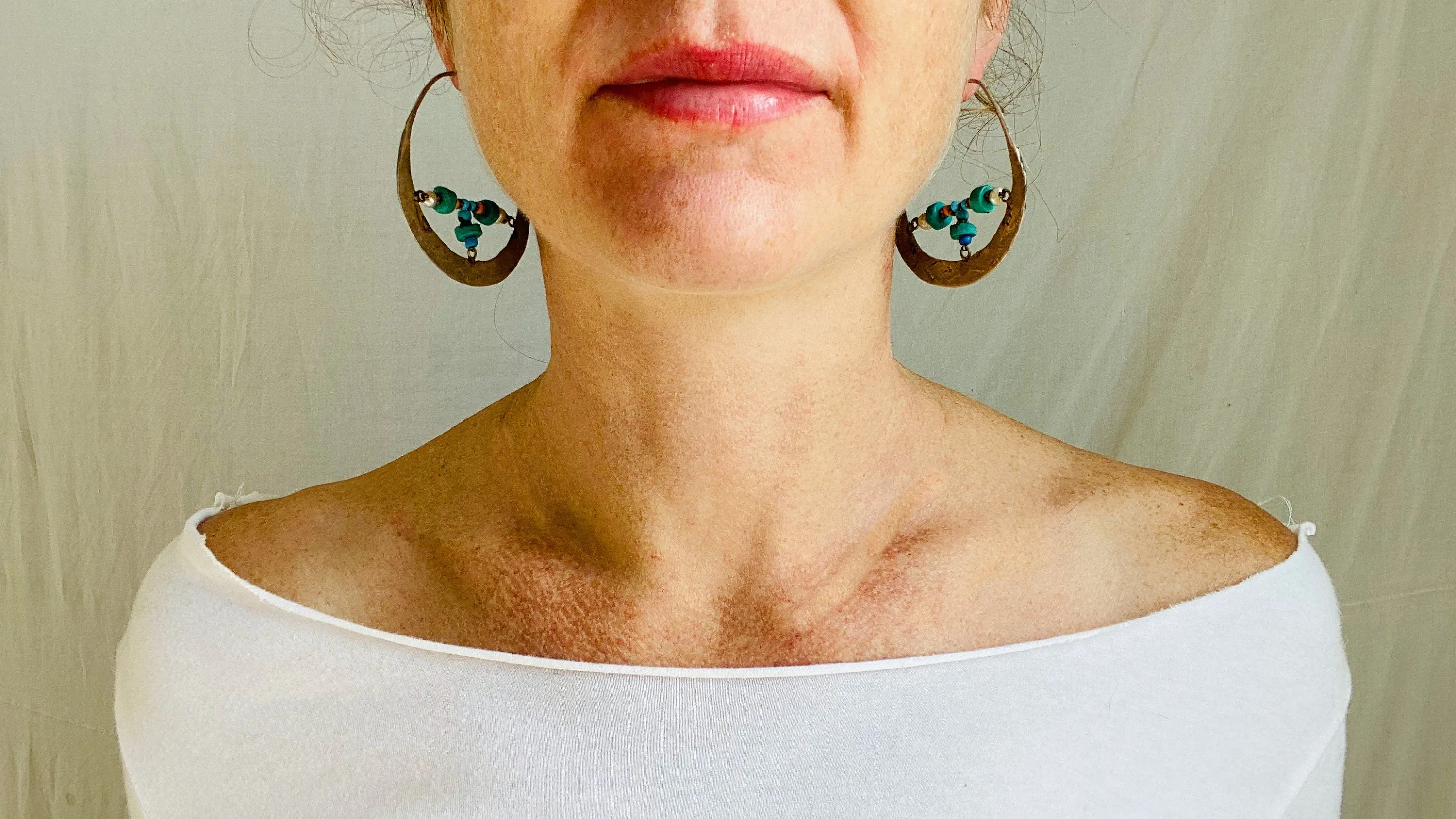 Vintage Uzbek Hoop Earrings. Bukhari Silver and Pearl Earrings.