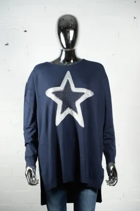 Womens Navy Jumper with Star