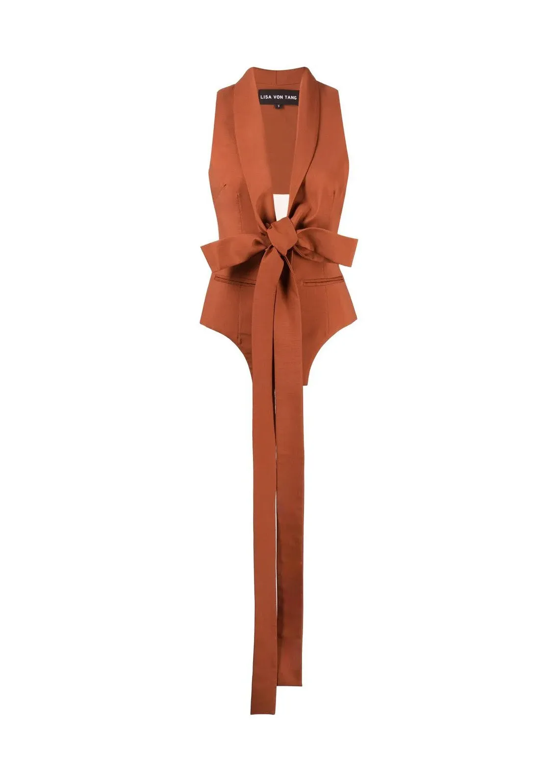 Wrap Tie Vest in Clay